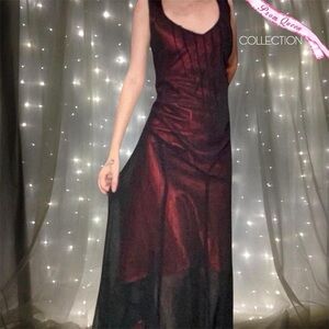 Vintage 1990 CDC Gothic Red Prom Dress